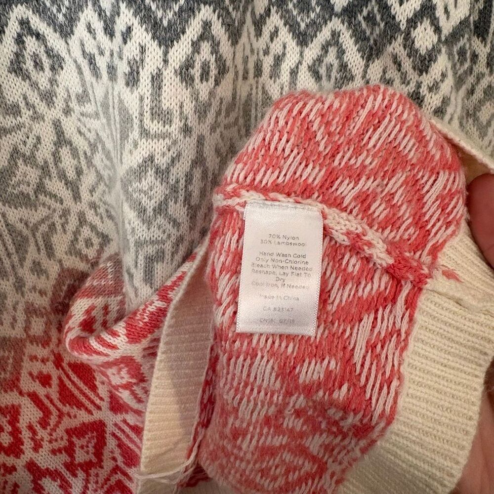 Talbots Women Pullover Pink Gray Ombre Fair Isle Wool Blend Sweater Petite Large - Picture 7 of 7